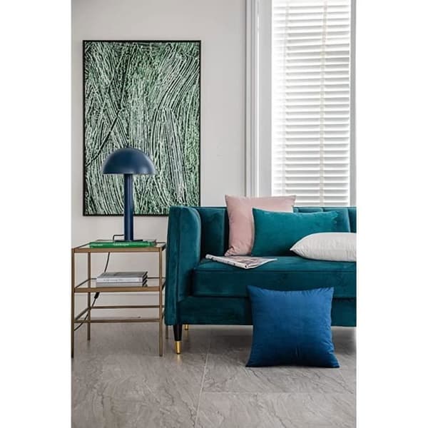 Set med 4 Soft Blue Velvet Square Örngott 40x40cm för heminredning