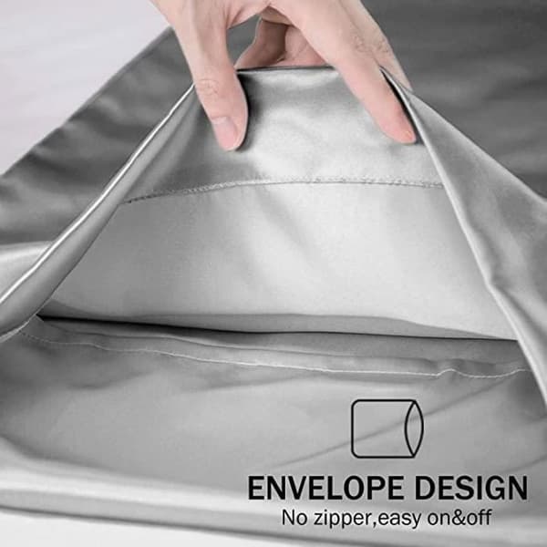 Set med 2 rektangulära kuddfodral i satin Grå 51 x 66 cm