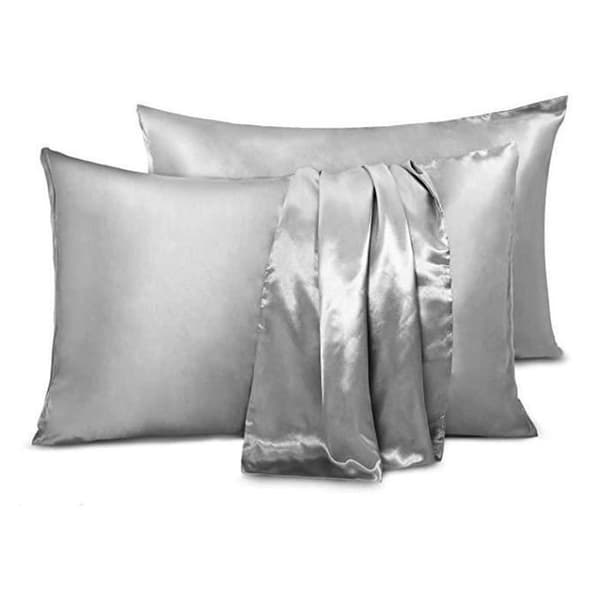 Set med 2 rektangulära kuddfodral i satin Grå 51 x 66 cm