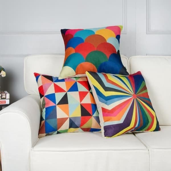 6 st Geometriska flerfärgade kuddfodral till soffkuddar 45x45cm