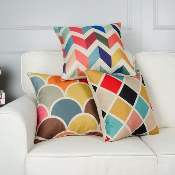 6 st Geometriska flerfärgade kuddfodral till soffkuddar 45x45cm