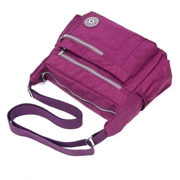 Vattentät Nylon Casual Axelväska Stor kapacitet Dam Messenger Bag Lila