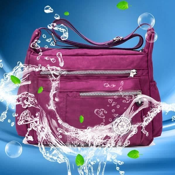 Vattentät Nylon Casual Axelväska Stor kapacitet Dam Messenger Bag Lila