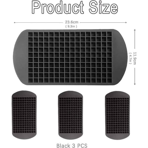 1 * 1 cm liten kub isbricka 160 galler svart silikon iskubform 3 st