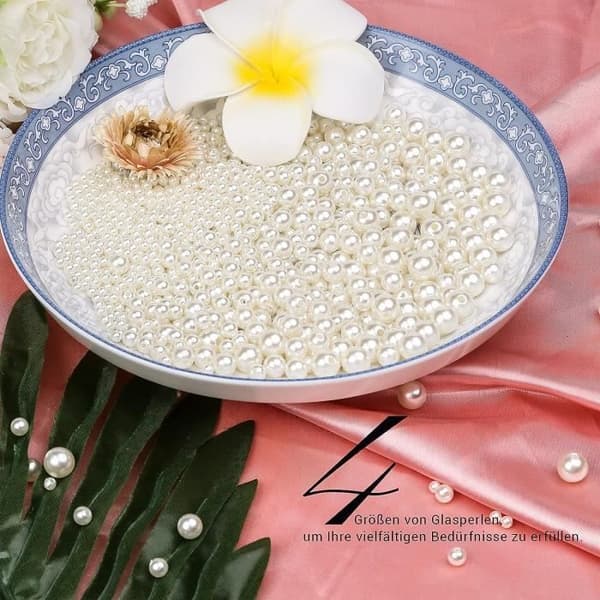 Plastpärlor - Ej specificerad - 1400 stycken - 3 till 14 mm - Vit färg - Rund form