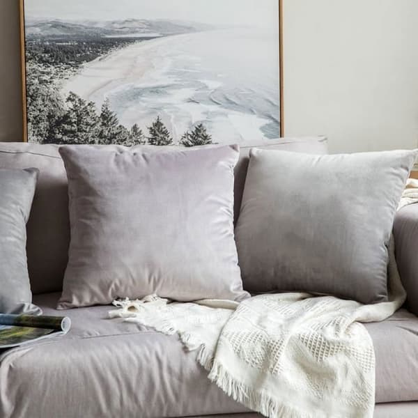 Set med 2 dekorativa kuddfodral i sammet Soffa Örngott Super Smidig Bekväm dekoration 40X40CM Grå