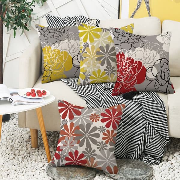 Kuddfodral, Set med 4 Linne Soffa Örngott Boho Mönster för Hem Vardagsrum Sovrum Heminredning 45x45cm