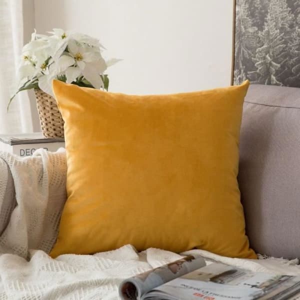 Set med 2 kuddfodral i sammet Dekorativ soffa Örngott Super Smidig Bekväm dekoration 40X40CM Gul Orange