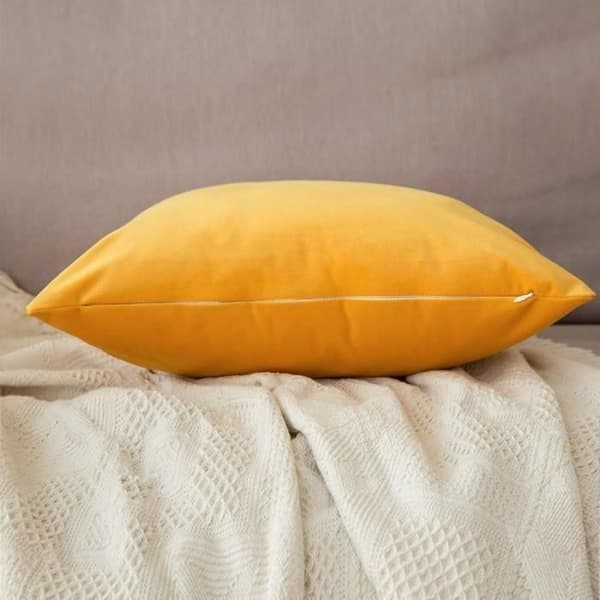 Set med 2 kuddfodral i sammet Dekorativ soffa Örngott Super Smidig Bekväm dekoration 40X40CM Gul Orange