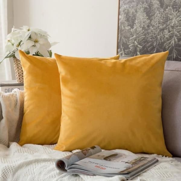 Set med 2 kuddfodral i sammet Dekorativ soffa Örngott Super Smidig Bekväm dekoration 40X40CM Gul Orange