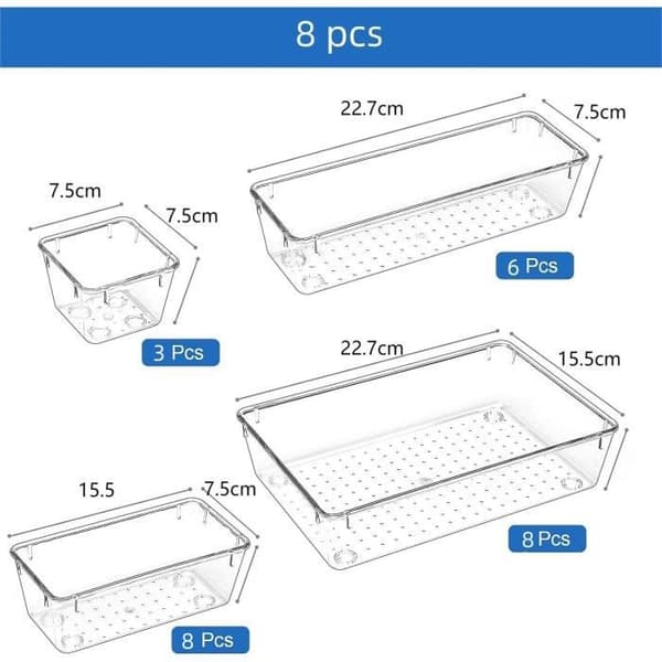 25st Låda Förvaringslåda Transparent Plast Förvaringslåda Gratis Kombinationsförvaring Set