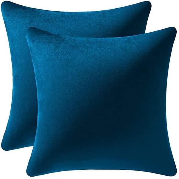 Set med 2 Soft Blue Velvet Square Örngott 60x60cm för heminredning