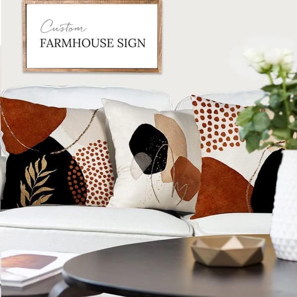 Set med 4 linnekuddfodral Moderna Boho soffkuddar abstrakt mönster för utomhuskuddfodral i sovrummet 45x45cm