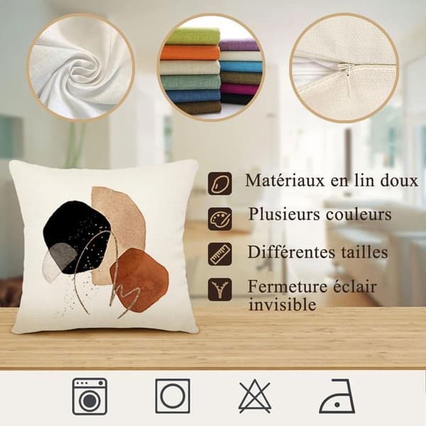 Set med 4 linnekuddfodral Moderna Boho soffkuddar abstrakt mönster för utomhuskuddfodral i sovrummet 45x45cm
