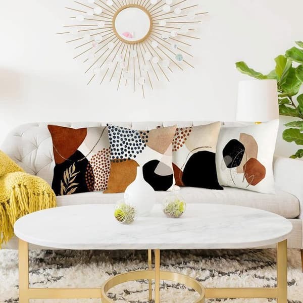 Set med 4 linnekuddfodral Moderna Boho soffkuddar abstrakt mönster för utomhuskuddfodral i sovrummet 45x45cm