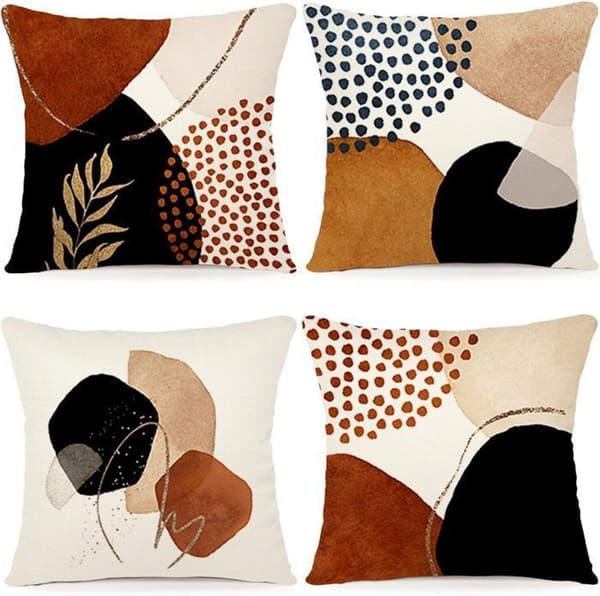 Set med 4 linnekuddfodral Moderna Boho soffkuddar abstrakt mönster för utomhuskuddfodral i sovrummet 45x45cm