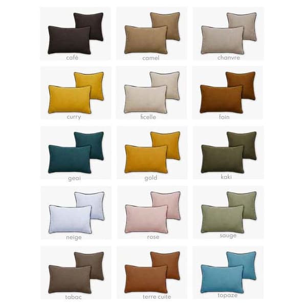 Kuddfodral i tvättat linne - Foder i tvättat bomull - Svart flätfinish "Prélude" Sydvind - Prélude Guld - 40 x 60 cm