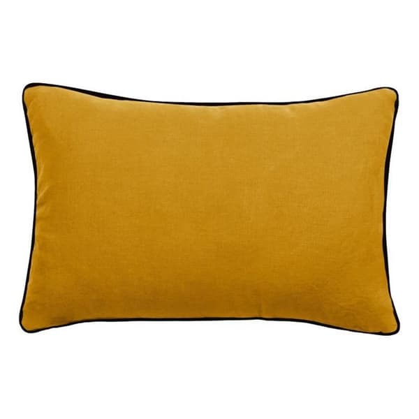 Kuddöverdrag tvättad lin - Dubbel tvättad bomull - Svart kantfinish "Prélude" Vent du sud - Prélude Gold - Kuddöverdrag 55 x 8