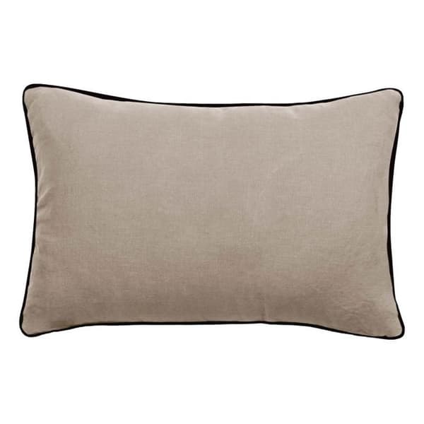 Kuddfodral i tvättat linne - Foder i tvättat bomull - Svart flätfinish "Prélude" Sydvind - Prélude hampa - 30 x 50 cm