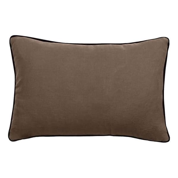 Kuddfodral i tvättat linne - Foder i tvättat bomull - Svart flätfinish "Prélude" Sydvind - Prélude Tabac - 30 x 50 cm