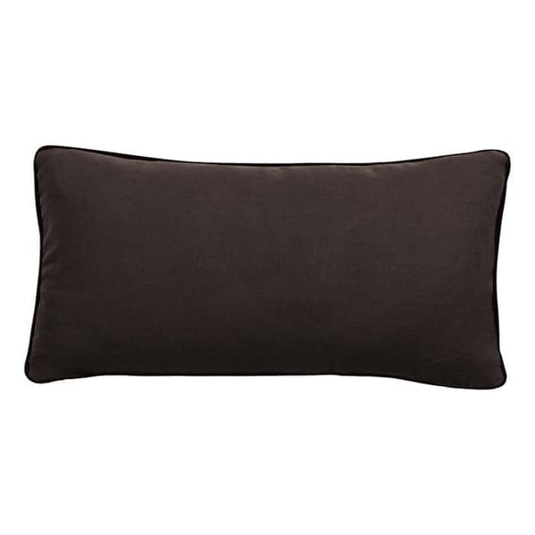 Kuddfodral i tvättat linne - Foder i tvättat bomull - Svart flätfinish "Prélude" Sydvind - Prélude Café - 55 x 110 cm