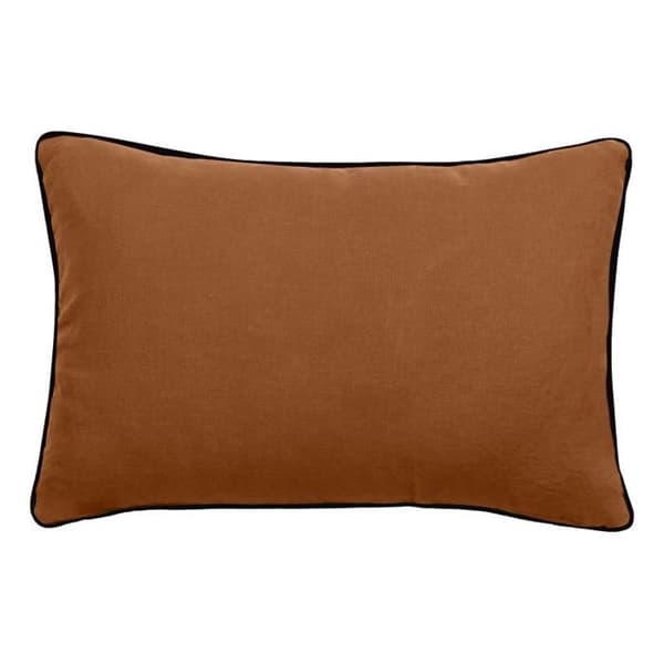 Kuddfodral i tvättat linne - Foder i tvättat bomull - Svart flätfinish "Prélude" Sydvind - Prélude Terracotta - 40 x 60 cm
