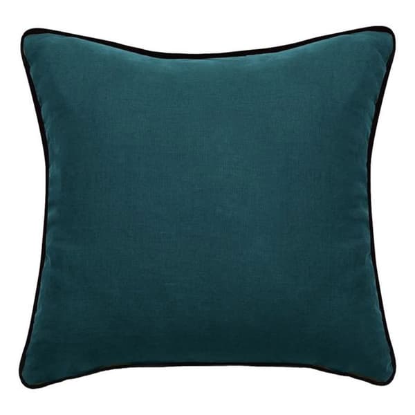 Kuddfodral i tvättat linne - Foder i tvättat bomull - Svart flätfinish "Prélude" Sydvind - Prélude Jay - 80 x 80 cm