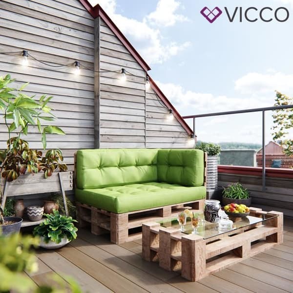 Vicco set med gröna snöflinga sidokuddar