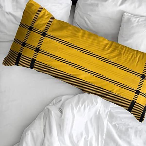 100 % bomull Hufflepuff kuddfodral för 90x190 säng - BL BELUM - Gul - Rutar
