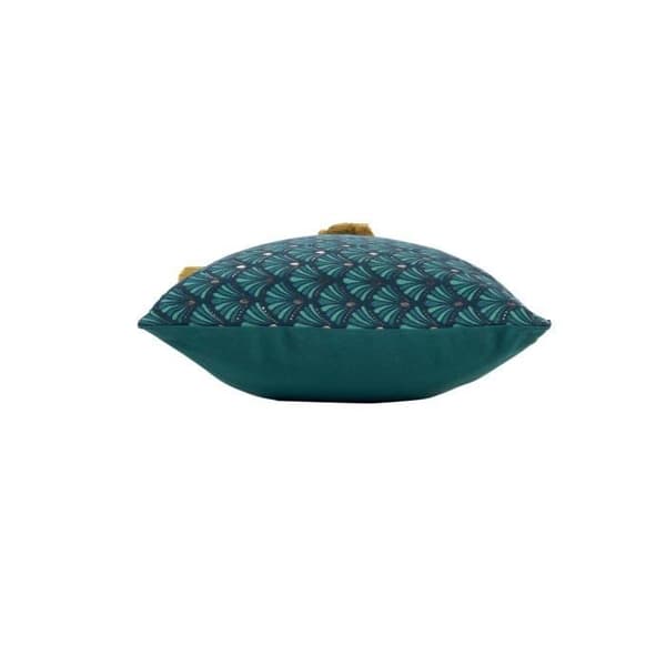 Kudde med avtagbart pompomfodral 30x50 cm i blå bomull - CDaffaires - Artchic - Modernt - Design