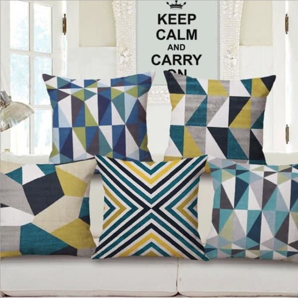 Kuddfodral - Skandinaviska tryck - 45x45cm - Blå - Rektangulär - Syntet