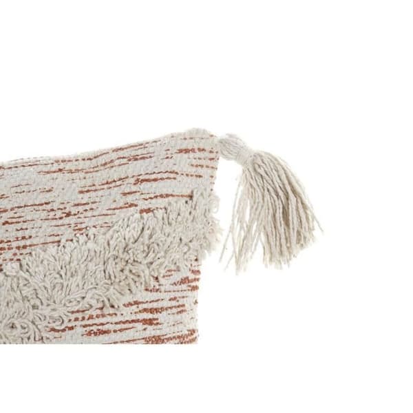 kudde 60 x 10 x 30 cm beige orange fransar