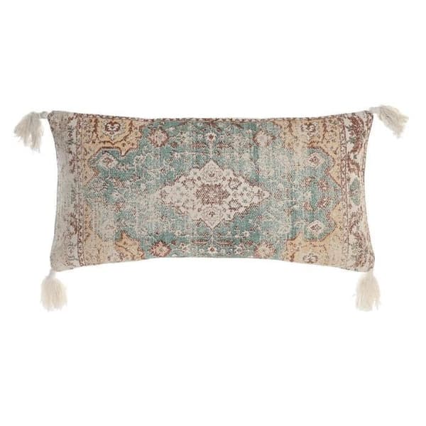 kudde 60 x 10 x 30 cm beige blå arabisk lugg