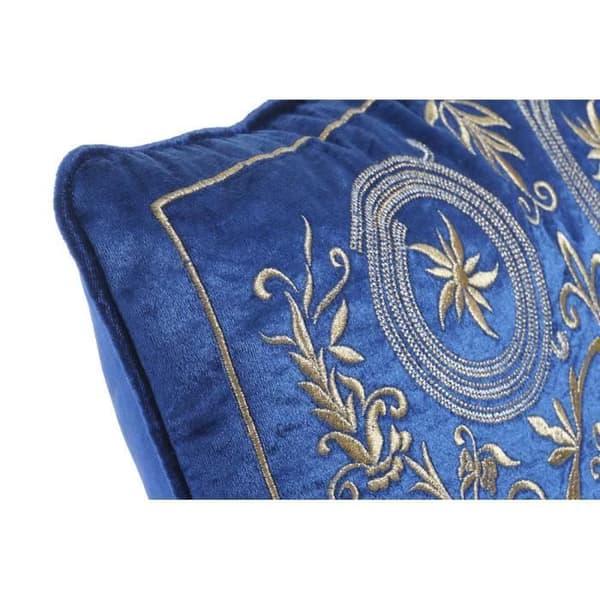 Kudde DKD Heminredning Blå Polyester Guld Sammet (45 x 10 x 45 cm)