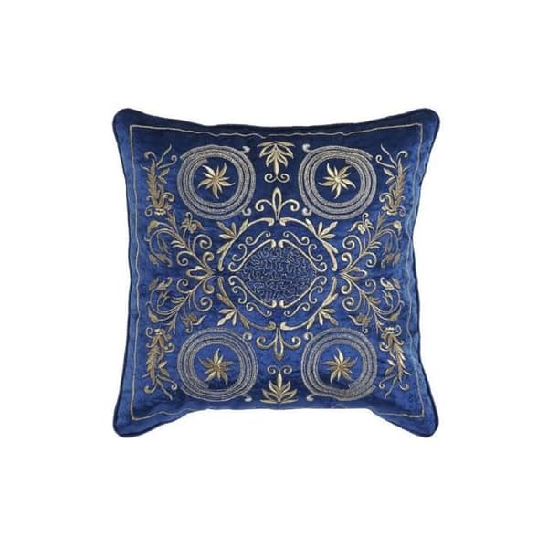 Kudde DKD Heminredning Blå Polyester Guld Sammet (45 x 10 x 45 cm)