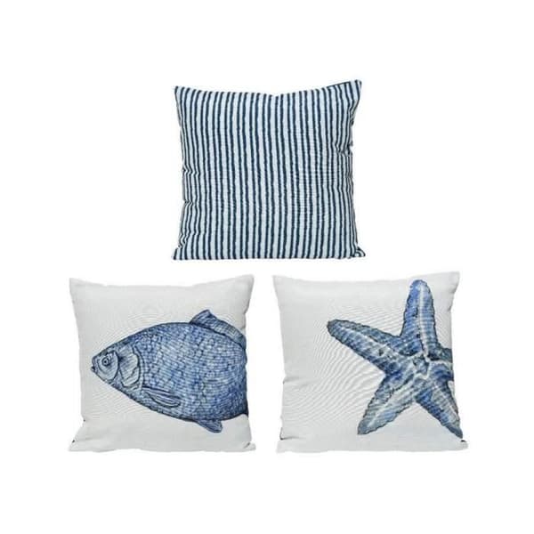 Kudde - Ej specificerad - 40 x 40 cm - Blå och Vit - Polyester - Inomhus