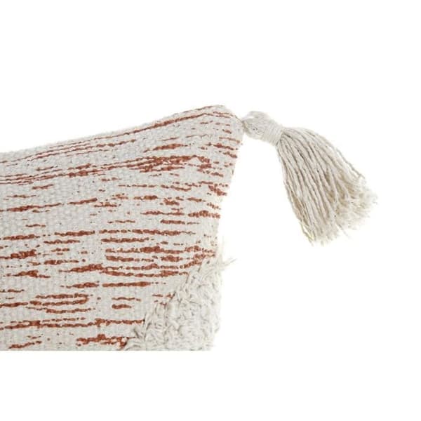orange beige kudde 45 x 10 x 45 cm fransar