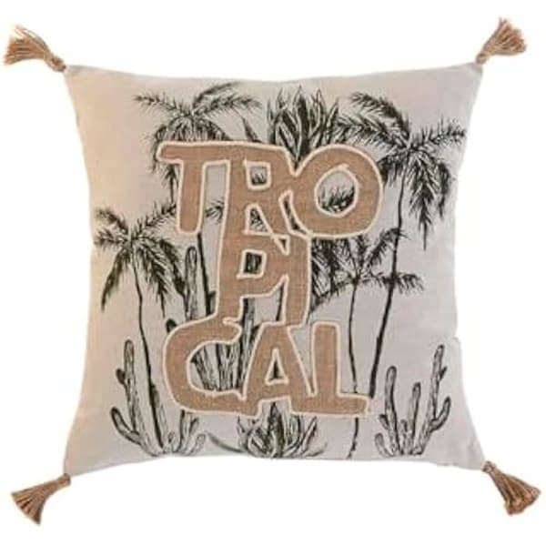 Kudde - HOME ESPRIT - Tropical Boho - Beige - 45 x 45 cm - Inomhus