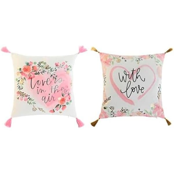 Kudde - HOME ESPRIT - Set om 2 - Flerfärgad - 45 x 45 cm - Inomhus