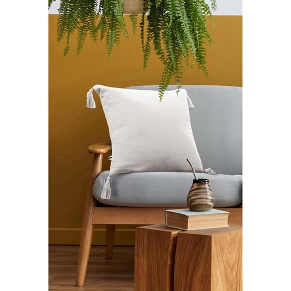 Avtagbar kudde med pom pom Gaze av bomull 40 x 40 cm GAIA färg Chantilly