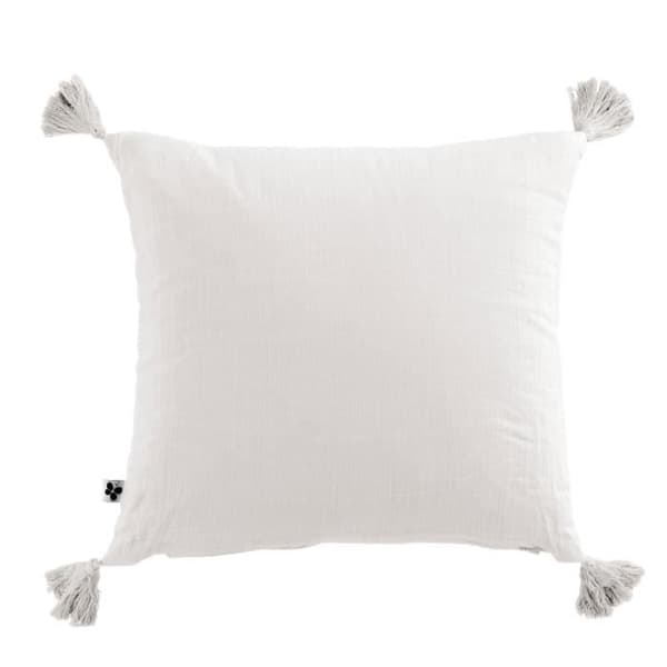 Avtagbar kudde med pom pom Gaze av bomull 40 x 40 cm GAIA färg Chantilly