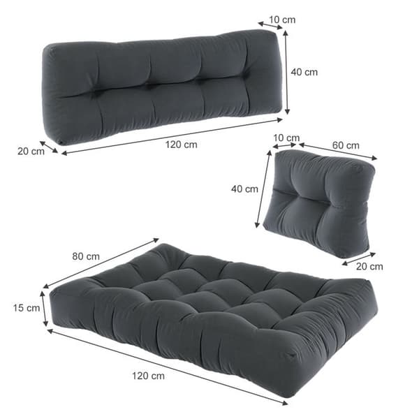 Vicco Flocken pallkuddset, antracit, 7 fack