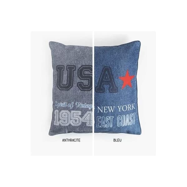 Coussin - Östkusten, USA - 40 x 40 cm - Blå - Polyester - Inomhus
