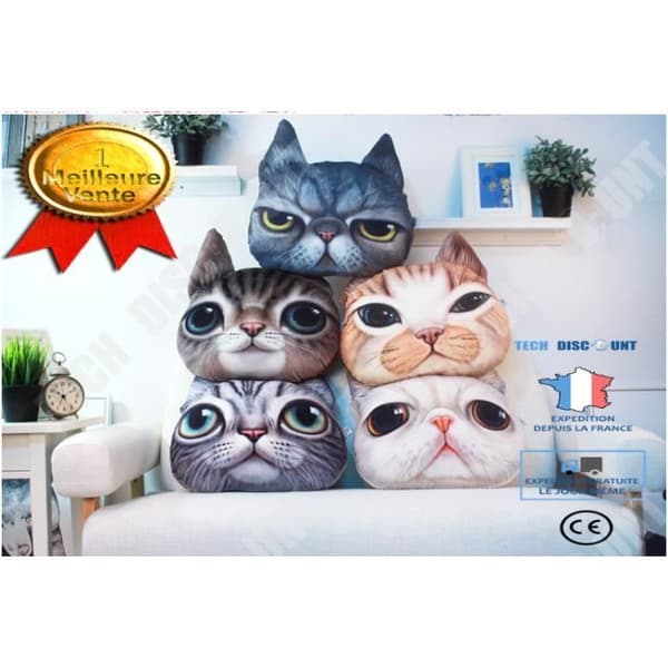 TD® Rolig 3D Cat Print Kudde Kreativ Söt Plysch Doll Present HemLjuvlig kattmatta. Grå färg