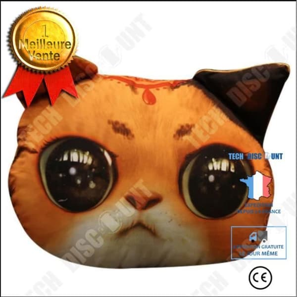 TD® Rolig 3D Cat Print Kudde Kreativ Söt Plysch Doll Present Mjuk Kattmatta Färg: Orange Kattunge