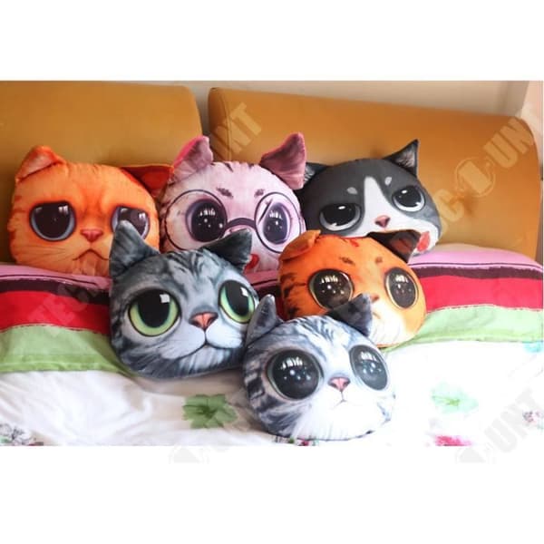 TD® Rolig 3D Cat Print Kudde Kreativ Söt Plysch Doll Present Hem Fordons Kudde Färg: rosa katt