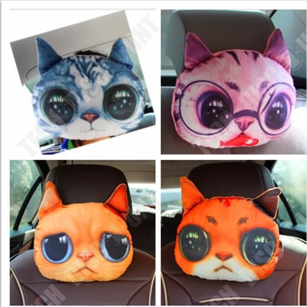 TD® Rolig 3D Cat Print Kudde Kreativ Söt Plysch Doll Present Hem Fordons Kudde Färg: rosa katt