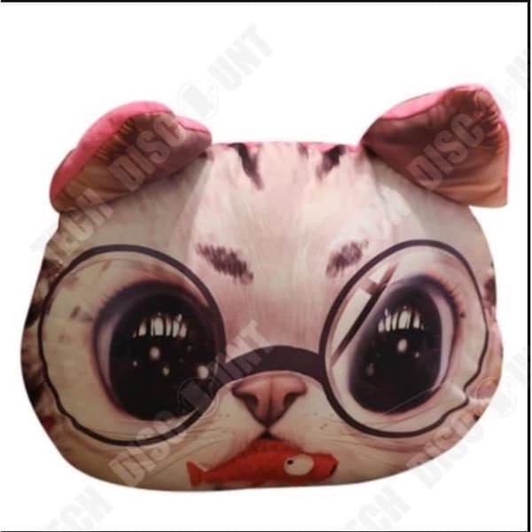 TD® Rolig 3D Cat Print Kudde Kreativ Söt Plysch Doll Present Hem Fordons Kudde Färg: rosa katt