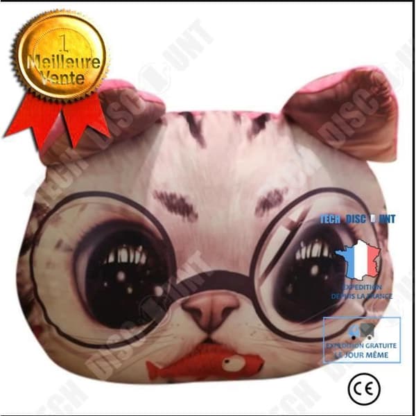 TD® Rolig 3D Cat Print Kudde Kreativ Söt Plysch Doll Present Hem Fordons Kudde Färg: rosa katt