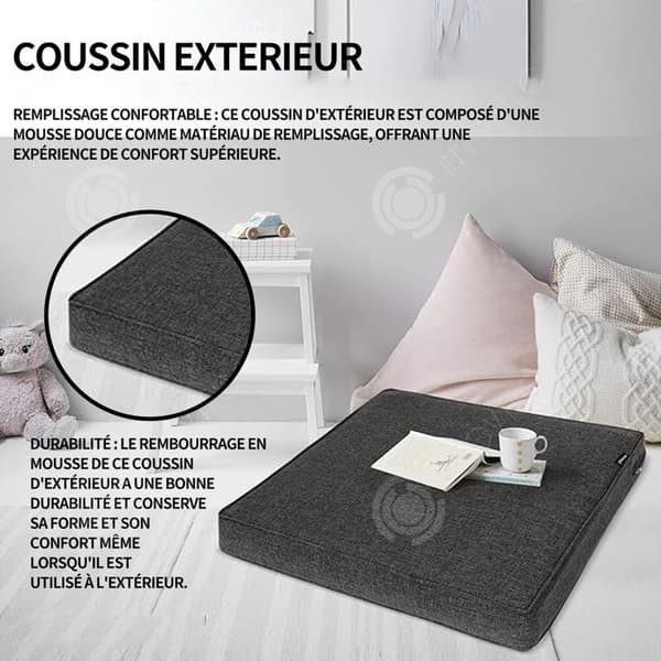 INN Kudde 60x60cm utomhus trädgård lounge kudde 8cm tjock bekväm ryggkudde med tvättbart skyddsöverdrag